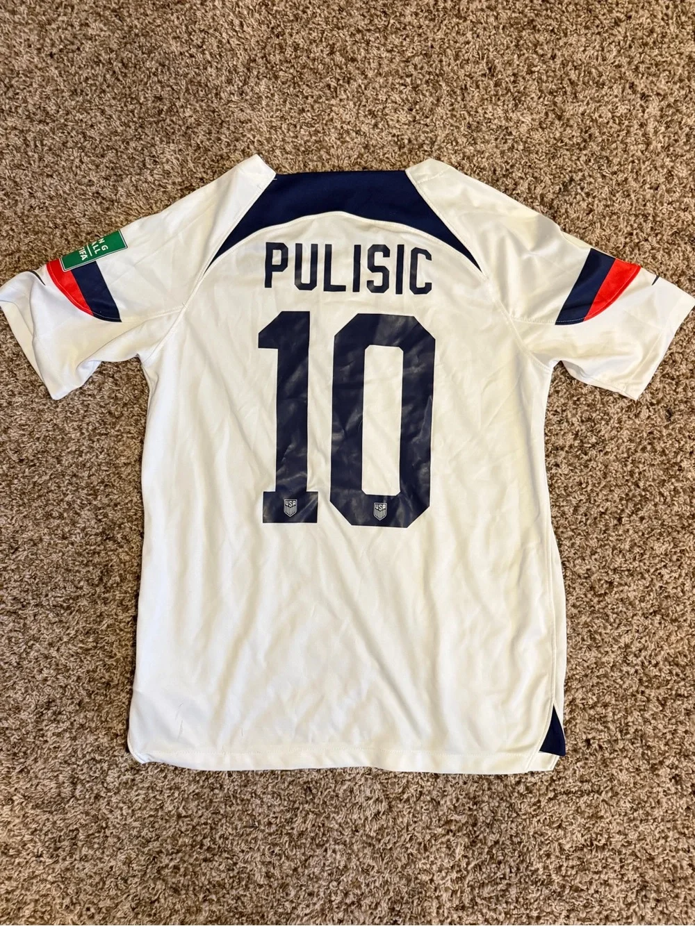 Nike FIFA 2022 Qatar United States Pulisic White Jersey, size Medium like NEW